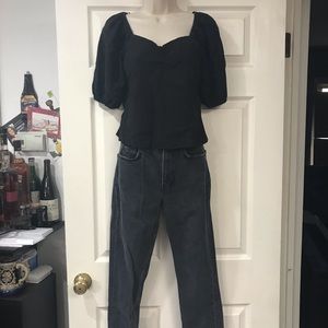 h&m black reformation inspired blouse